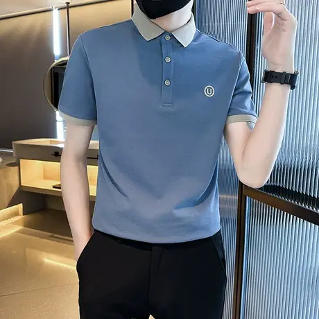夏季男士polo衫短袖t恤修身半袖翻领刺绣潮流潮牌半截袖设计体恤商品大图