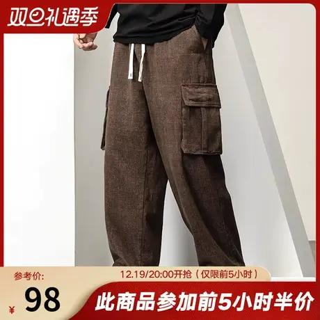 GxxH大码男装工装裤男士冬季宽松直筒阔腿裤新款潮牌宽松休闲长裤商品大图