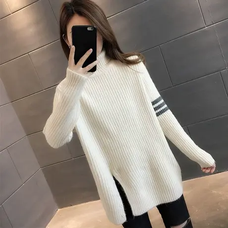 2024秋冬新款高领毛衣女套头加厚保暖宽松外穿打底毛衣女内搭上衣商品大图
