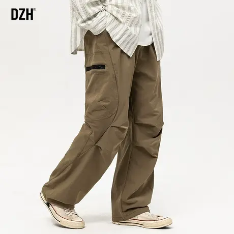 男士卡其色工装裤子男直筒宽松2024年春季新款美式机能冲锋裤男款商品大图