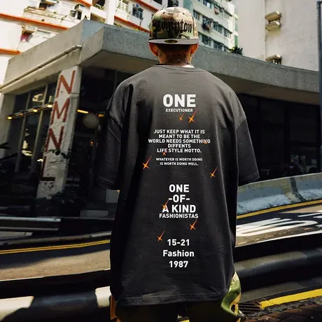 Nuthink美式街头嘻哈短袖夏季男oversize美潮高街T恤半截袖上衣商品大图