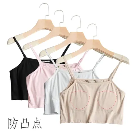 小背心女生不带胸垫文胸学生内衣防凸点背心少女发育期黑色吊带商品大图
