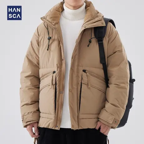 hansca美式工装潮牌羽绒服男冬季加厚保暖鸭绒面包服休闲连帽外套图片