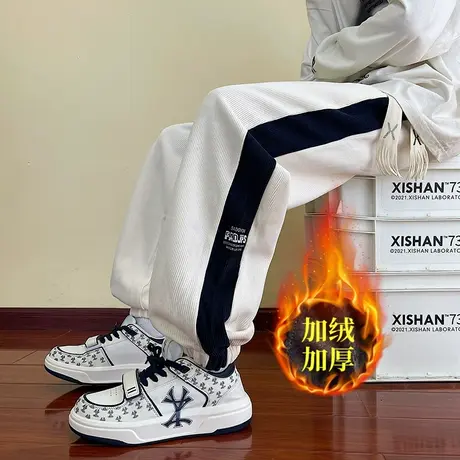 灯芯绒裤子男秋冬款加厚宽松潮牌束脚运动休闲裤男款美式重磅卫裤商品大图