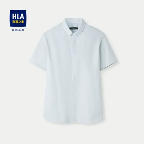 HLA/海澜之家DP免烫短袖休闲衬衫2024春夏新款竖条纹纯棉短衬男商品大图