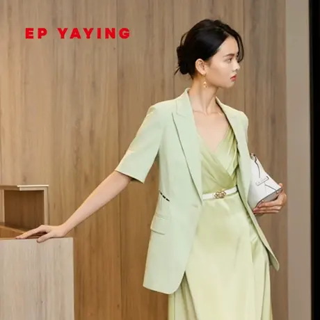 EP YAYING雅莹女装 职场OL一粒扣短袖西装外套 2023新款1129A商品大图