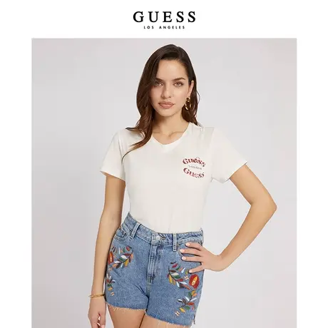 GUESS新品女士字母印花涂鸦小清新T恤-W2YI02K9RM1商品大图