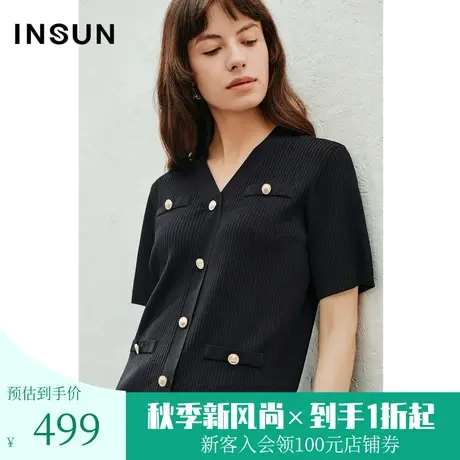 恩裳2023年夏款新款冰凉混纺双曲纱针织衫复古小香风上衣商品大图