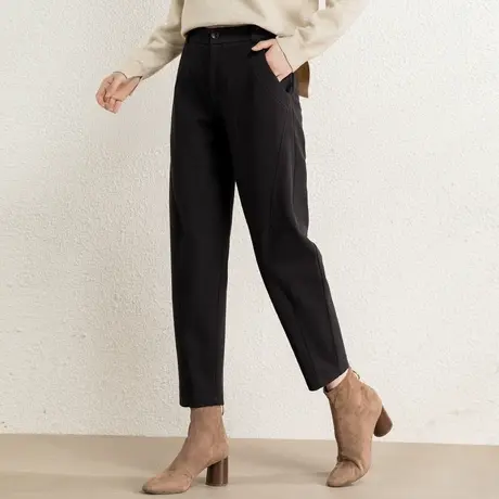 九分毛呢裤女秋冬2023新款妈妈裤子冬季老爹萝卜裤休闲宽松哈伦裤商品大图