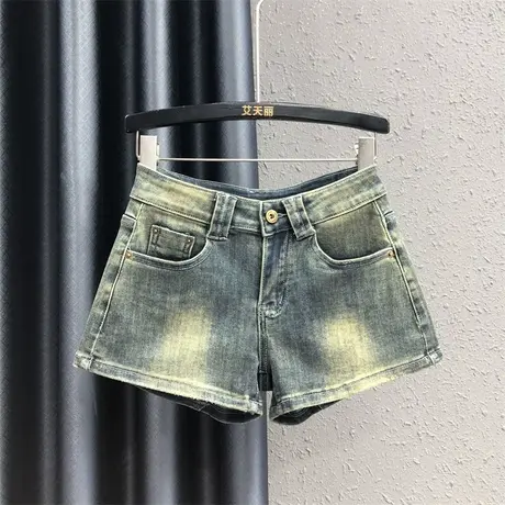 网红辣妹性感复古怀旧风牛仔超短裤女夏天新款显瘦中腰阔腿裤热裤商品大图
