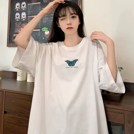 欧美短袖t恤女2021新款宽松韩版半袖设计感小众辣妹风上衣服ins潮商品大图