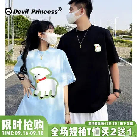 ulzzang小众学院风可爱卡通情侣短袖t恤夏季新款超好看半袖上衣潮图片