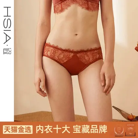 HSIA遐中低腰三角裤轻薄透气性感睫毛蕾丝纯棉裆底贴肤舒适内裤女商品大图