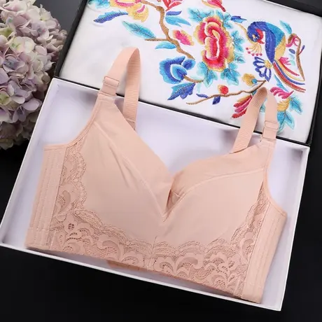 无钢圈女内衣薄款无海绵超薄调整型聚拢收副乳大胸显小文胸罩大码商品大图