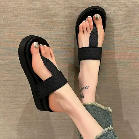 厚底人字拖女夏季外穿时尚松糕坡跟增高夹脚海边沙滩鞋防滑凉拖鞋商品大图