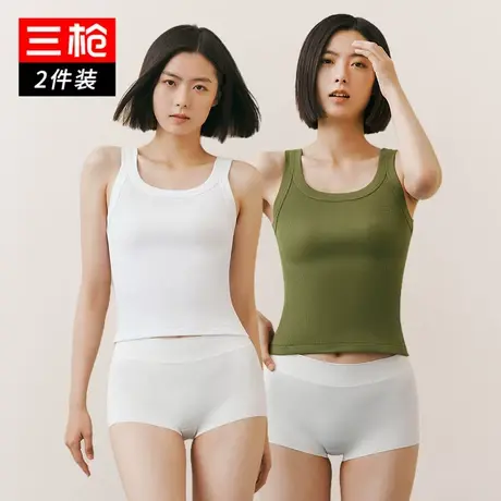 三枪背心女2024春夏纯棉弹力灯芯棉罗纹显瘦外穿内搭透气打底衫商品大图