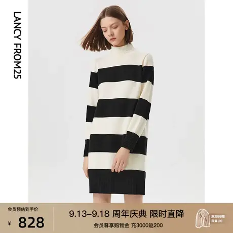 【会员专享】朗姿法式纯羊毛温柔风长袖内搭针织毛衣连衣裙冬新款商品大图