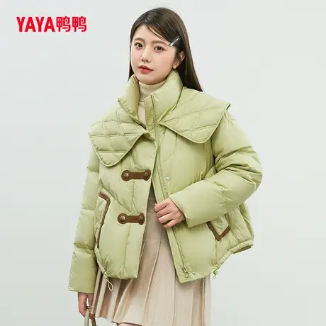 鸭鸭羽绒服女款2023年秋冬新品短款立领时尚休闲保暖外套C图片