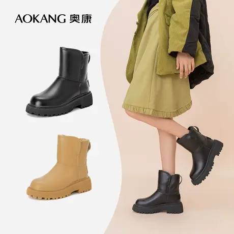 奥康女鞋 冬季新款透气时尚舒适雪地靴套筒加绒保暖女士靴子休闲图片