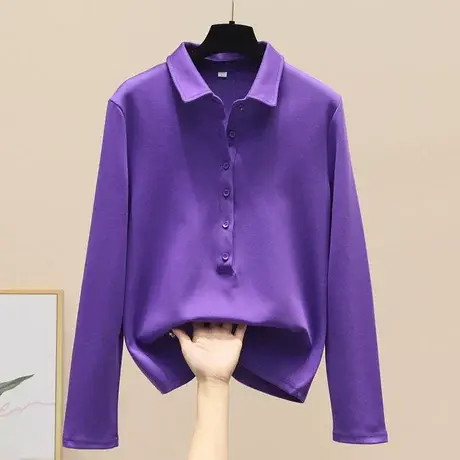 长袖t恤女2023新款春季体恤小衫polo领韩版时尚百搭休闲显瘦上衣商品大图