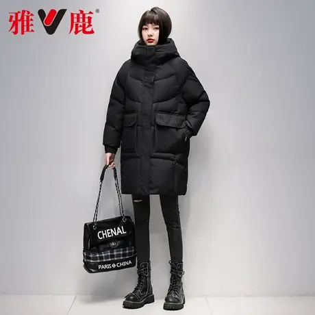 V/雅鹿反季节中长款羽绒服女新款时尚洋气加厚保暖气质过膝外套商品大图