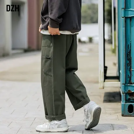 男士秋季港风军绿色工装裤男直筒宽松长裤休闲裤2023年新款运动裤商品大图