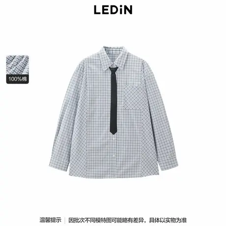 【商场同款】乐町2025春季新品学院风宽松领带衬衫上衣C2CAF1140*商品大图