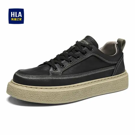 HLA/海澜之家男鞋新款春秋新款百搭免系带板鞋耐磨舒适复古休闲鞋商品大图