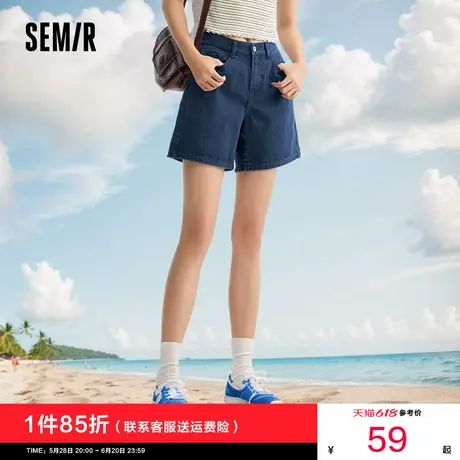 森马牛仔裤女宽松短裤高腰2025新款夏季显瘦a字裤黑色纯棉女裤潮图片