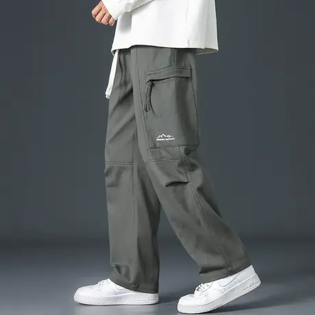 工装裤子男春秋季新款美式宽松直筒裤男士潮牌刺绣阔腿运动休闲裤商品大图