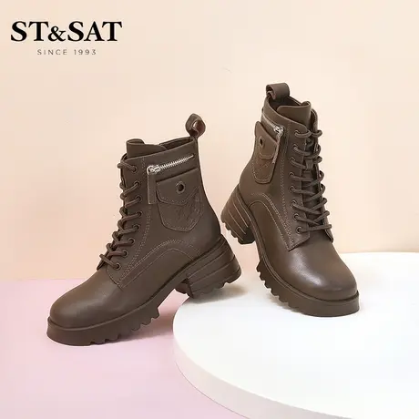 星期六潮酷经典马丁靴秋冬新女靴粗高跟厚底短靴女SS24116414商品大图