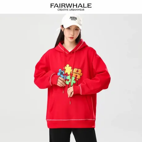 马克华菲美式复古连帽卫衣女2025新款春秋宽松休闲百搭情侣装上衣图片