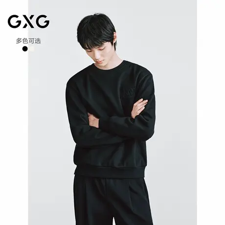 GXG 双色前胸锁链绣花双G简约休闲男士圆领卫衣  2025冬季新品商品大图
