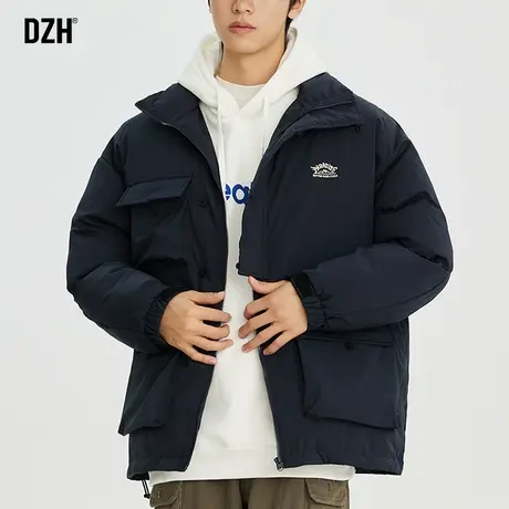 男士藏青色工装棉服男冬季潮牌2023新款加厚棉衣外套潮牌男装冬装商品大图