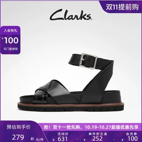 Clarks其乐女鞋夏季拼接交叉绑带沙滩厚底松糕凉鞋女商品大图