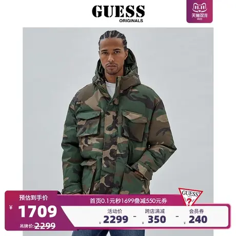 GUESSOriginals23年新款秋男士时尚潮流迷彩连帽棉服-M3BL02WEZR0图片