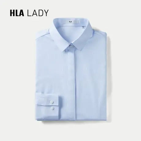 HLA/海澜之家时尚长袖正装衬衫2024春夏新款纯色衬衫领白衬衣女装商品大图