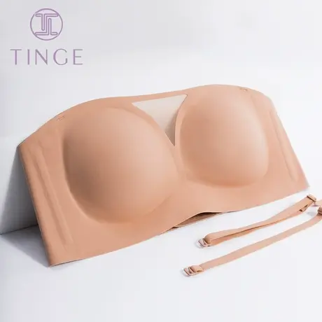 TINGE无肩带防滑内衣女夏季薄款抹胸无痕文胸无钢圈小胸聚拢胸罩图片