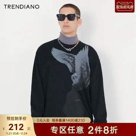 TRENDIANO官方潮牌秋冬男装卫衣含棉人物潮流印花长袖上衣男士商品大图