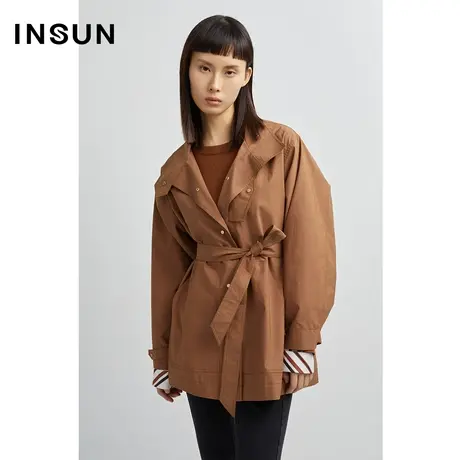 INSUN恩裳秋季棉质多变系带风衣图片