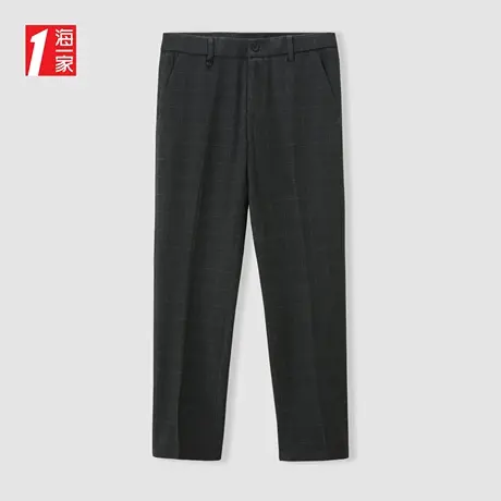 海一家经典格纹九分裤2023秋季新款商务休闲简约弹力男士西裤图片
