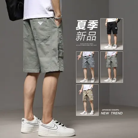 夏季薄款男士五分休闲中裤夏天宽松男款工装短裤衩潮牌外穿大裤头商品大图