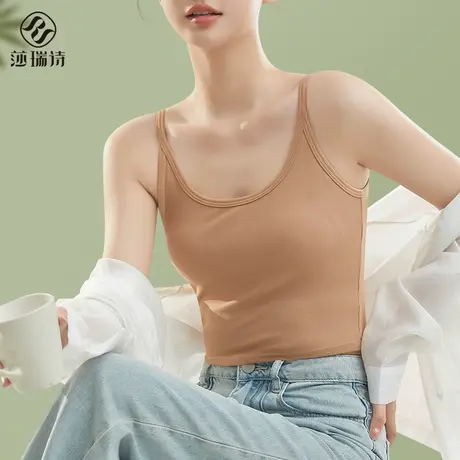 美背吊带背心女夏季薄款带胸垫一体内搭防走光抹胸打底外穿上衣商品大图