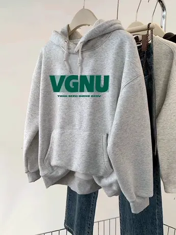 美式街头风卫衣女oversize大码宽松连帽上衣ins复古加绒秋冬外套商品大图