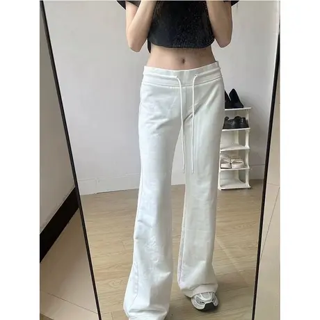 设计感小众别致直筒阔腿喇叭裤女冬季加厚加绒休闲拖地长裤潮ins商品大图