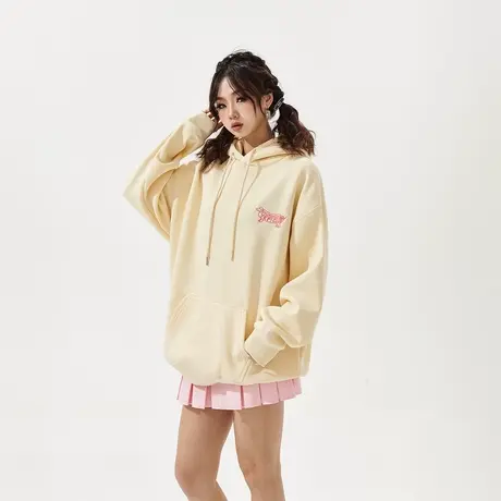 YEP腊肠狗刺绣连帽卫衣女春秋2024新款复古加厚宽松oversize外套商品大图