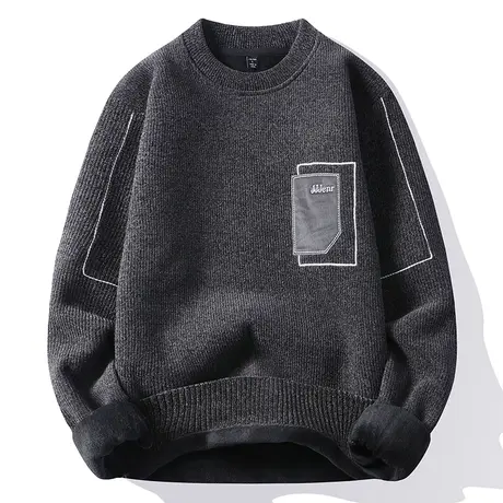 打底毛衣男士秋冬季加绒加厚新款针织衫潮流一体绒内搭保暖毛线衣图片