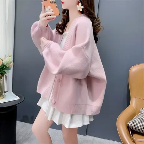 港味chic软糯针织开衫女春季2024年新款宽松慵懒风高级感毛衣外套图片