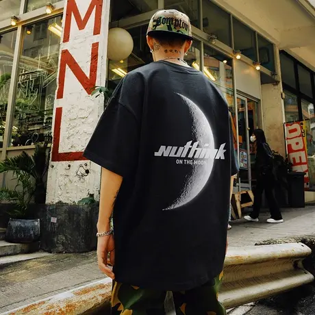 欧美街头潮牌t恤男潮国潮潮流宽松oversize短袖情侣款半截袖夏季商品大图