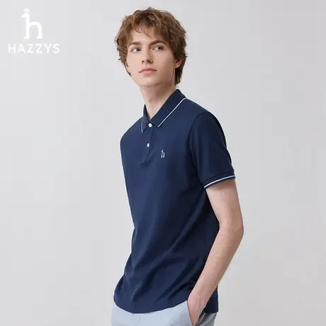 Hazzys哈吉斯2024春夏新款短袖纯色T恤衫男士休闲polo衫上衣简约图片